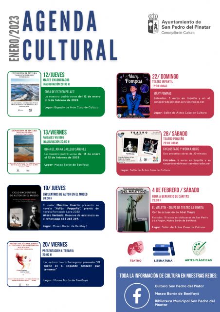 San Pedro del Pinatar abre la agenda cultural de 2023 con literatura, exposiciones y teatro - 2, Foto 2