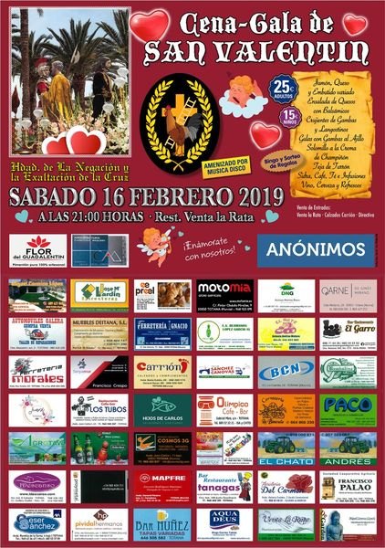 La Hermandad de la Negación y Exaltación de la Cruz celebrará su cena-gala de San Valentin el próximo sábado, Foto 1