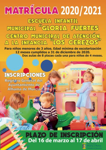 Abierto el plazo de matrícula 2020-2021 para la Escuela Infantil Gloria Fuertes y CAI Los Cerezos, Foto 1