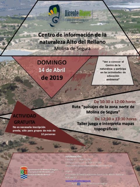 El Centro de Información de la Naturaleza Alto del Rellano - Parque Ecológico Vicente Blanes invita a descubrir los desconocidos paisajes de la zona norte de Molina de Segura en el domingo 14 de abril - 1, Foto 1