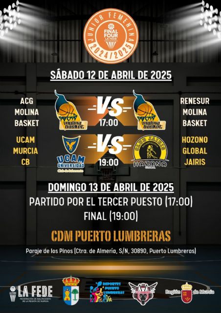 Puerto Lumbreras acogerá los partidos de la Final Four Junior de la Federación de Baloncesto de la Región de Murcia los días 12 y 13 de abril - 1, Foto 1