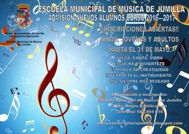 Abierto plazo de admisión de nuevos alumnos en la Escuela de Música hasta el 30 de mayo - 1, Foto 1