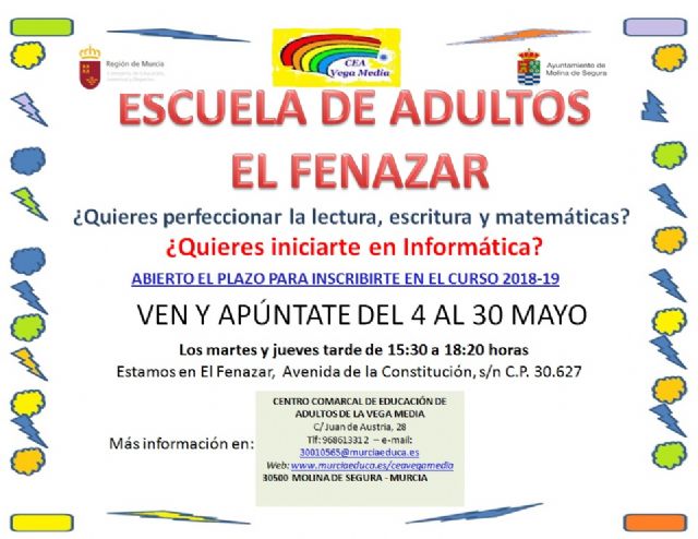 Abierto el plazo de solicitud de matrícula para el Centro Comarcal de Educación de Adultos Vega Media de Molina de Segura hasta el día 30 de mayo - 2, Foto 2