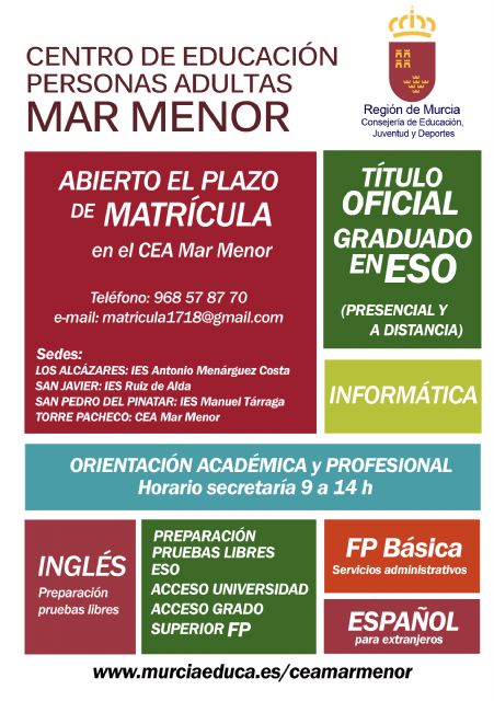 Abierto el plazo de matrícula del Centro de Educación de Adultos de Torre Pacheco - 2, Foto 2