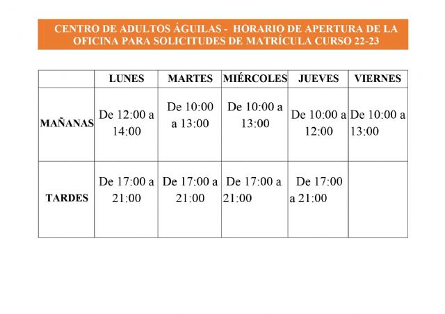 Ya está abierto el plazo de solicitud de matrícula en el Centro de Educación de Adultos - 1, Foto 1