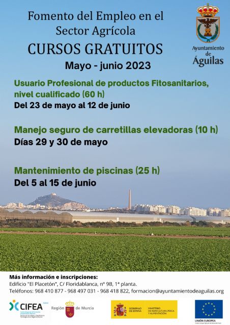 Continúa abierto el plazo de inscripción en las acciones formativas gratuitas del plan de Fomento del empleo en el sector agrario de Águilas - 1, Foto 1