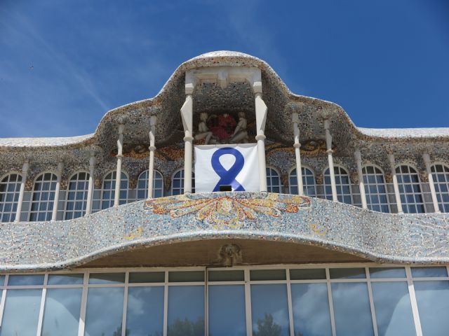 La Asamblea Regional luce un gran lazo azul con motivo del Día Internacional de la Fibromialgia y el SFC - 1, Foto 1
