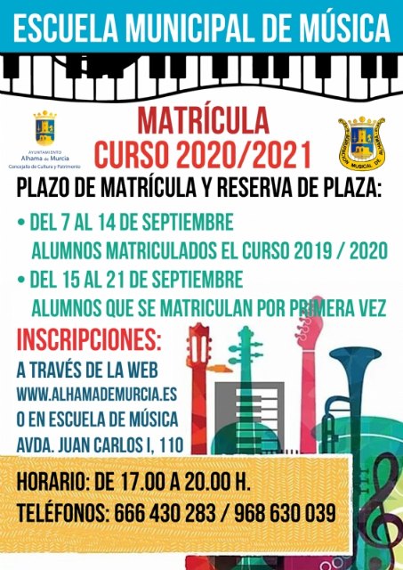 Las inscripciones de la escuela de msica para el curso 2020-2021 se podrn realizar de forma presencial y online, Foto 2