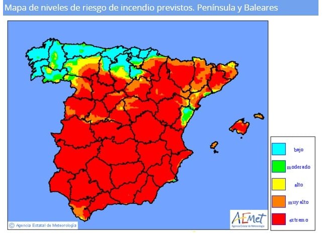 Riesgo extremo de incendio mañana lunes en la Región de Murcia, Foto 1