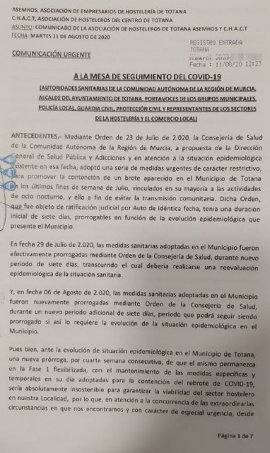 Comunicado de la asociación de hosteleros de Totana ASEMHOS y C.H.A.C.T - 2, Foto 2
