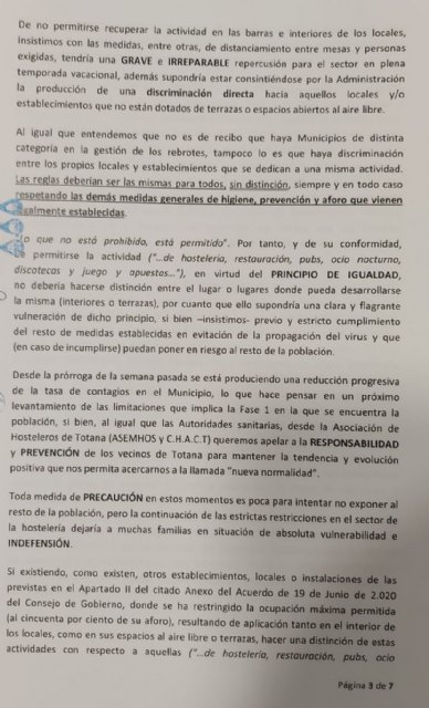 Comunicado de la asociación de hosteleros de Totana ASEMHOS y C.H.A.C.T - 4, Foto 4
