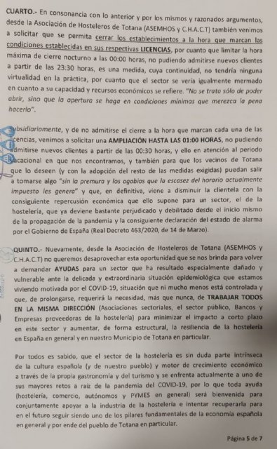 Comunicado de la asociación de hosteleros de Totana ASEMHOS y C.H.A.C.T, Foto 6