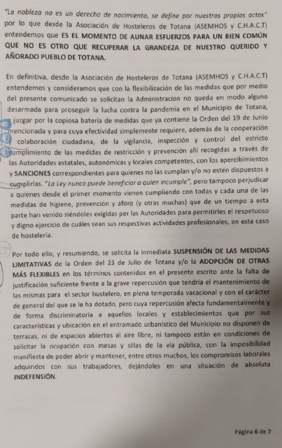 Comunicado de la asociación de hosteleros de Totana ASEMHOS y C.H.A.C.T, Foto 7