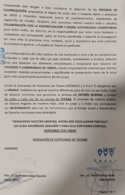 Comunicado de la asociación de hosteleros de Totana ASEMHOS y C.H.A.C.T, Foto 8