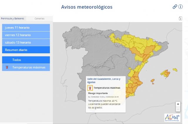 Lorca activa el Plan Territorial de Protección Civil en Fase de Preemergencia ante el episodio de altas temperaturas previstas para el fin de semana - 2, Foto 2
