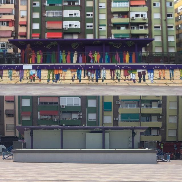 El Alcalde de Molina de Segura acaba con las pinturas y murales Estrellas en Conserva de la Plaza de España - 1, Foto 1