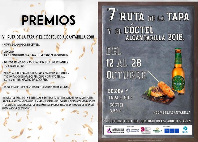 Mañana viernes se inaugura en Alcantarilla la séptima Ruta de la Tapa y el Cóctel, que se celebrará en nuestra ciudad del 12 al 28 de octubre, con 21 establecimientos participando en la misma - 1, Foto 1