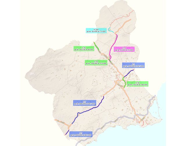 Mitma adjudica las obras de repintado de marcas viales en las principales arterias de la Red de Carreteras del Estado en Murcia - 1, Foto 1