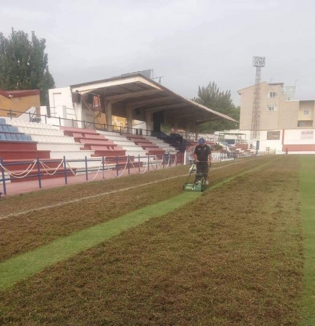 Se realizan trabajos de resiembra en el estadio municipal “Juan Cayuela” para garantizar su mantenimiento, Foto 3