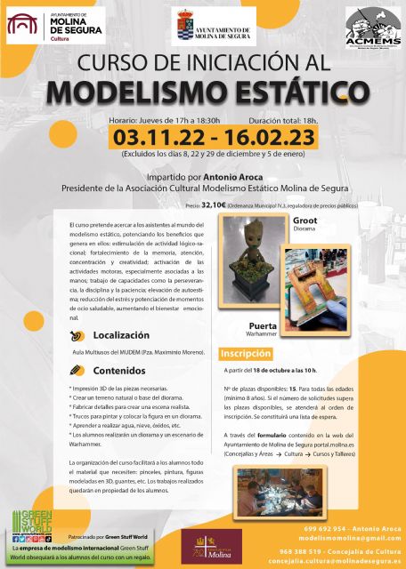La Concejalía de Cultura de Molina de Segura organiza un curso de iniciación al modelismo estático - 1, Foto 1