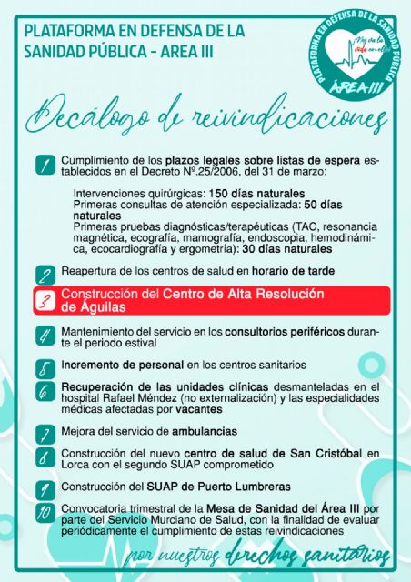 Se constituye en Águilas la Plataforma en Defensa de la Sanidad Pública - Área III - 1, Foto 1