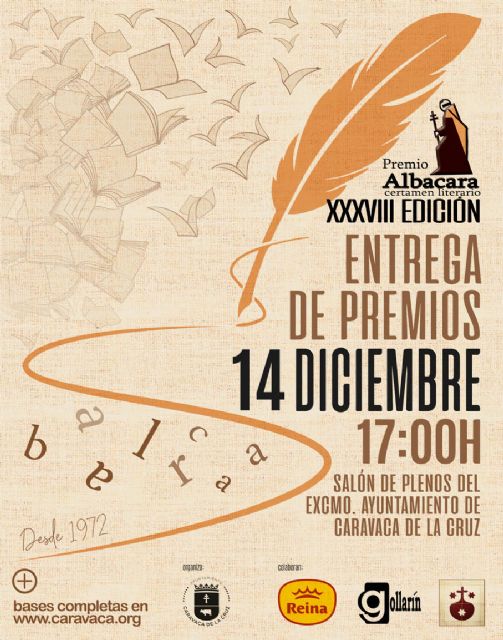 El Ayuntamiento de Caravaca entrega los premios del Certamen Literario Albacara este sábado en el Salón de Plenos - 1, Foto 1