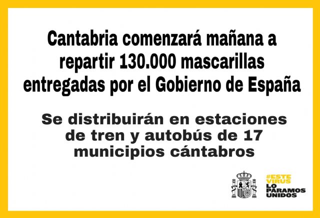 La Delegación del Gobierno en Cantabria repartirá 130.000 mascarillas entre trabajadores cántabros que utilizan el transporte público - 1, Foto 1