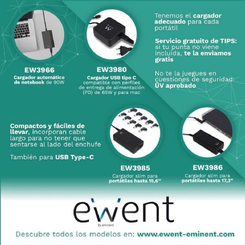 Ewent ofrece consejos para saber elegir el mejor cargador para un ordenador portátil - 1, Foto 1