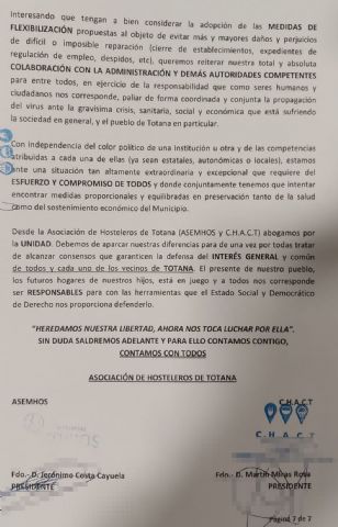 Comunicado de la asociacin de hosteleros de Totana ASEMHOS y C.H.A.C.T - 7