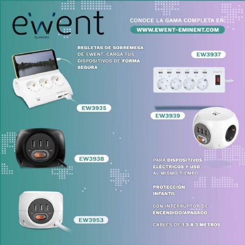 Ewent recomienda utilizar regletas de escritorio para mantener los espacios ordenados - 1, Foto 1