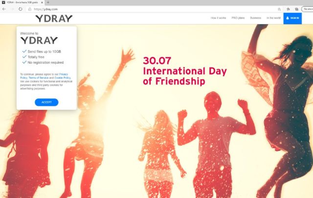 Ydray amplía su servicio gratuito de envío de archivos online hasta los 10 Gb - 1, Foto 1