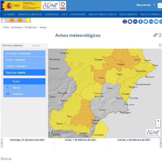 Meteorología mantiene y actualiza fenómeno adverso de nivel amarillo por viento en Altiplano y Noroeste de la Región de Murcia - 1, Foto 1