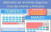 Mañana es el último día de plazo para solicitar la admisión de alumnos en Educación Infantil y Primaria, ESO y Bachillerato de cara al curso 2021/22