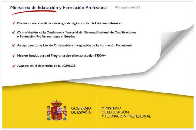 La puesta en marcha de la estrategia de digitalización del sistema educativo y los trabajos para consolidar un nuevo sistema de Formación Profesional, entre los compromisos cumplidos del Ministerio de Educación y Formación - 1, Foto 1