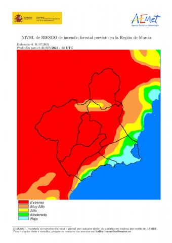 El nivel de riesgo de incendio forestal previsto para hoy sábado es EXTREMO en casi toda la Región - 1, Foto 1