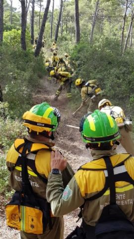 La Unidad Militar de Emergencias y operativos adscritos al Plan Infomur entrenan en Sierra Espua para luchar contra posibles incendios forestales - 13