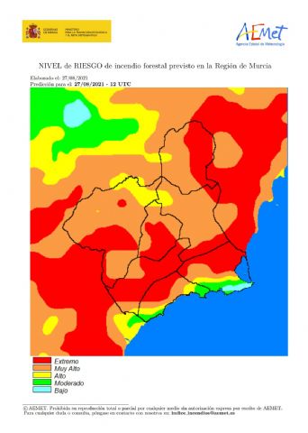 El nivel de riesgo de incendio forestal previsto para hoy es extremo en el Guadalentín y muy alto en el resto de la Región - 1, Foto 1