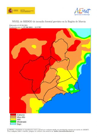 El nivel de riesgo de incendio forestal previsto para hoy martes es muy alto en casi toda la Región - 1, Foto 1