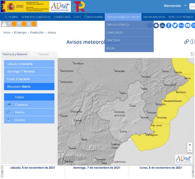 Meteorología mantiene para hoy aviso de nivel amarilla por fenómenos costeros en Campo de Cartagena y Mazarrón - 1, Foto 1