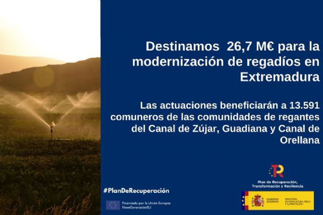 Agricultura, Pesca y Alimentación destina 26,7 millones de euros para la modernización de regadíos en Extremadura - 1, Foto 1