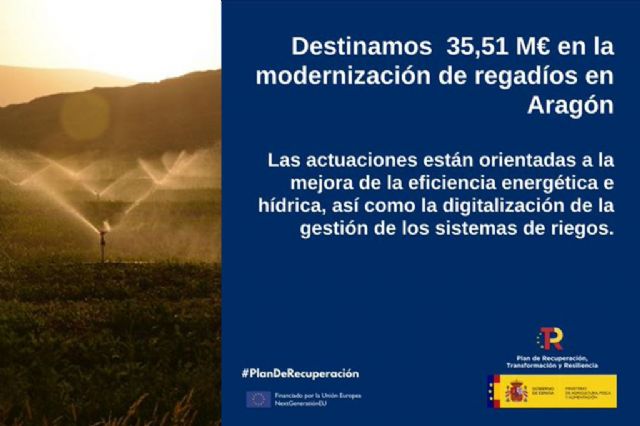 Agricultura firma dos convenios para invertir 35,51 millones de euros en obras de modernización de regadíos en Aragón - 1, Foto 1