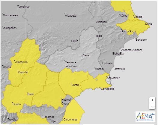 Meteorología avisa de fenómeno adverso por lluvias y tormentas a partir de esta madrugada en la Región de Murcia - 1, Foto 1