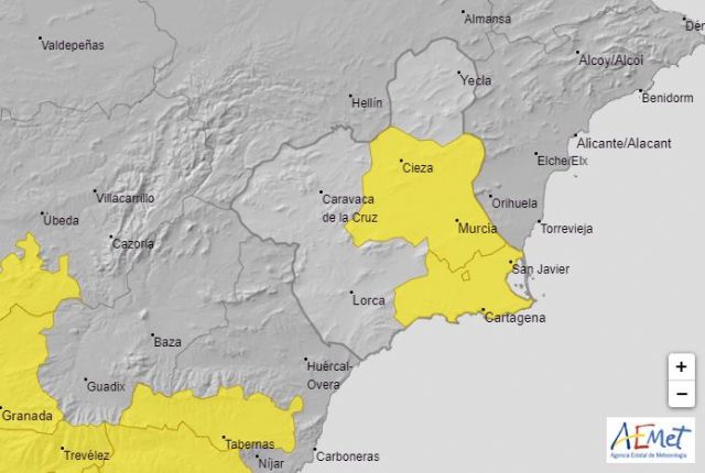 Meteorología advierte de 20 litros por metro cuadrado en una hora hoy en la Vega del Segura y Campo de Cartagena y Mazarrón - 1, Foto 1