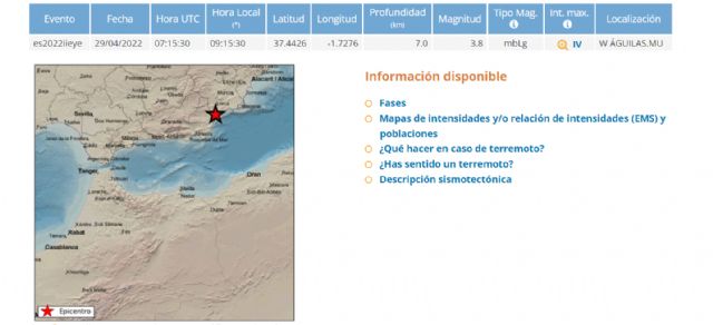 Terremoto de magnitud 3.8 en Águilas - 1, Foto 1