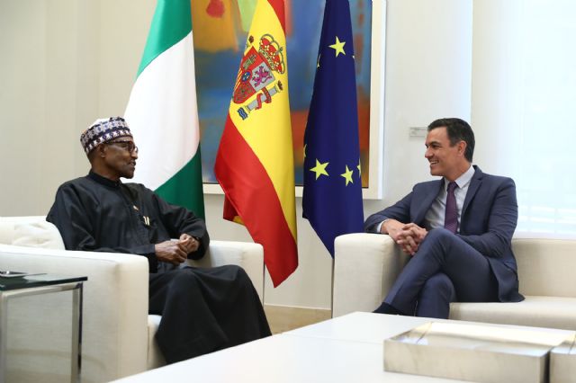 El presidente del Gobierno, Pedro Sánchez, durante la reunión que ha mantenido con presidente de Nigeria, Muhammadu Buhari Fotos: Foto: Moncloa/Fernando Calvo, Foto 1