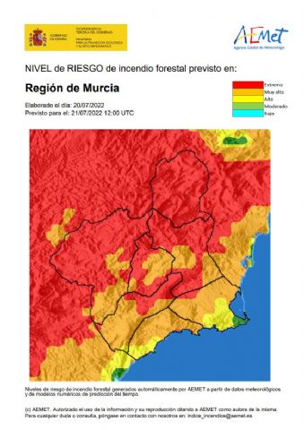 El nivel de riesgo de incendio forestal previsto para hoy jueves es extremo o muy alto en toda la Región - 1, Foto 1