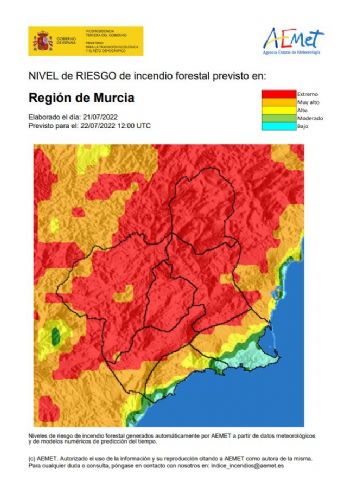 El nivel de riesgo de incendio forestal previsto para hoy viernes es EXTREMO en toda la Región, excepto en el litoral - 1, Foto 1