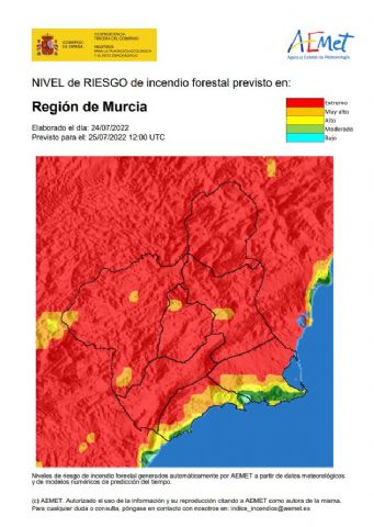 El nivel de riesgo de incendio forestal previsto para hoy es EXTREMO en toda la Región, excepto en el litoral - 1, Foto 1
