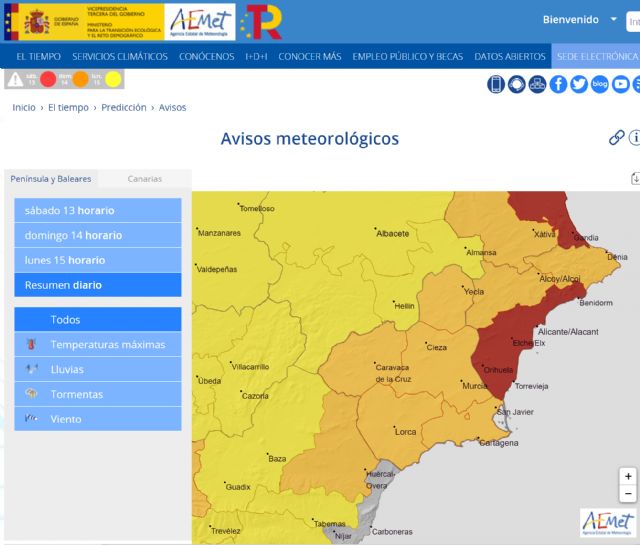 Aviso naranja por aumento de las temperaturas y tormentas, Foto 1