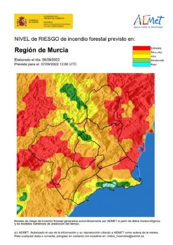 El nivel de riesgo de incendio forestal previsto para hoy miércoles es muy alto en casi toda la Región - 1, Foto 1